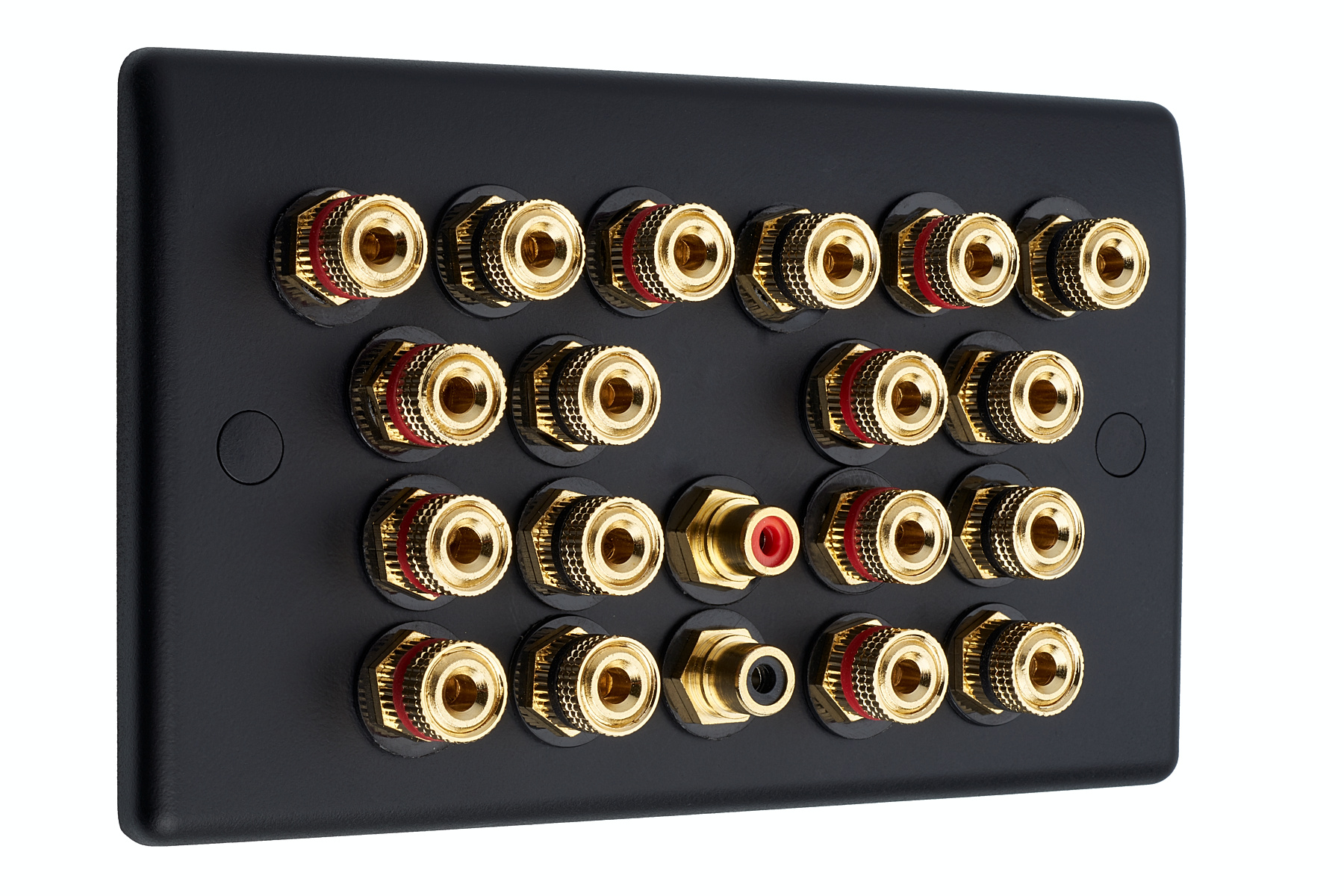 Speaker Plate 9.2 Matt Black 18 Gold Binding Posts + 2 RCA AV Audio NON